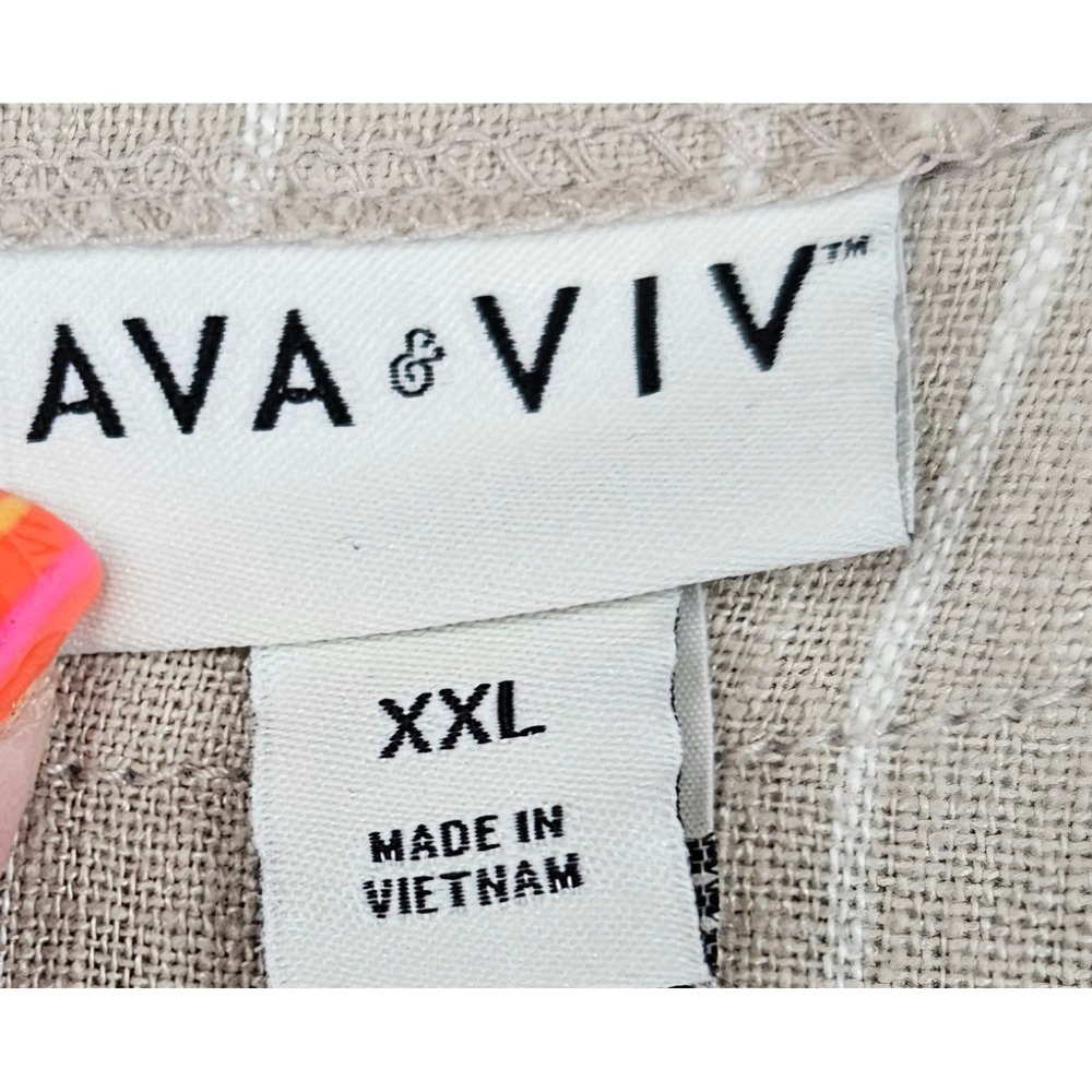 Ava & Viv Tan White Striped Linen Blend Sleeveless Shift Dress XXL New Boho - Picture 4 of 6